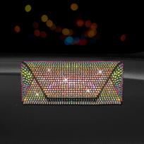 Portable Shiny Diamond Car Glasses Case Crystal Bling Rhinestone Sunglasses Box Sunglasses Storage Box Women brown