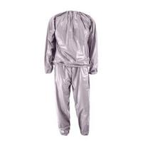 2 vnt./komplektas Sauna Top Pants Suit Neperšlampamas vėjo nepraleidžiantis prakaito sportinis kostiumas, skirtas svorio netekimui, elastingos angos Riebalų deginimas Sportas Fitnesas Sauna Apranga L sidabras