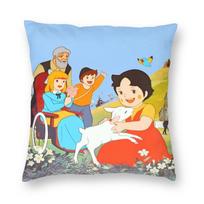 Heidi Finds The Little Goat Cushion Cover Print Alps Mountain Cartoons Girl Throw Pillow Case For Car Cool Pillowcase Home Decor Peach skin 18*18(CM)-1Pcs gray