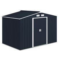 Tool Shed with Sliding Doors 2.77 x 1.95 x 1.92cm Metal Charcoal Grey 277 x 195 x 192 cm tamsiai pilka spalva