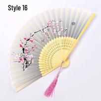 In Stock: 7-Inch Chinese & Japanese Style Folding Fan, Women's Small Qipao Prop, Ancient Smile Design. black