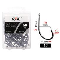 50pcs Carbon Steel Carp Fishing Hooks With Barbs Size 1 To 10 European Style Hook Pond Reservoir Size 10