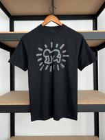 Vintage 90s Keith Haring Art Black T-shirt Sz S XXL white