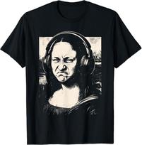 Mona Lisa Bass Face Funny Music Lovers DJs Producers T-Shirt S white