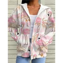 Plus Size Women's 3D Pink Zip Hoodie XL gray