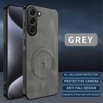 Samsung S23 Series Nappa Leather Case with Lens Protection and Magnetic Absorption gray