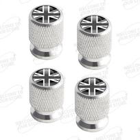 Aluminum For Union Jack Flag Logo Mini Cooper Jaguar Land Rover Vauxhall Lotus 4pcs Car Decor Wheel Tire Valve Caps Stem Cover white
