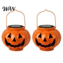 Lightweight Solar Path Lamps Pumpkin Lanterns, Waterproof Outdoor Halloween Light, Spooky Wireless Powered Ornaments Hanging Orange Lantern 2pcs orange