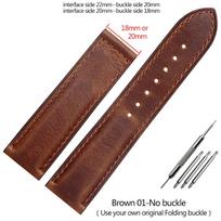 Cowhide Leather Watchband 20mm 22mm Black Brown Strap Folding Buckle For Hamilton Khaki Aviation Classic Series Men's Bracelet 20mm black