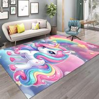 Cartoon Rainbow Unicorn Carpet for Girls Bedroom Bedside Rug Living Room Decor Sofa Rug Children's Play Mat  Nursery Floor Mat 40x60cm gray