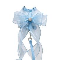 Cat And Small Dog Harness and Leash Set, Adjustable H-Style Pet Harness with Oversized Sheer Bow, Lightweight Dressy Dog Walking S smėlis