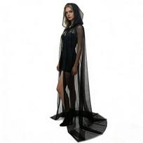 Hooded Witch & Grim Reaper Mesh Cape for Halloween Cosplay 120 cm black