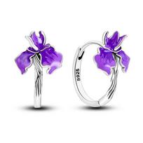 Orstarry S925 Silver Earrings Exquisite Flower Iris Tulip Earrings For Women Birthday Gift Silver Jewelry purple