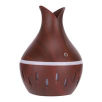 USB Portable Aroma Diffuser Air Mist Maker Desktop Colorful Light Humidifier 300mlWood Grain brown