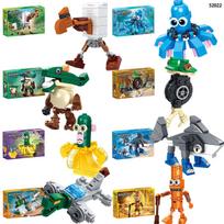 tung sahur figure cartoon Blocks toy tralalero tralala bombardment crocodile shimpanzini bananini figures Construction Blocks Playthings blue