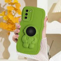 S24ultra Astronaut Holder Wavy Silicone Case For Samsung Galaxy S23 S21 S20 Fe S22 S24 Plus Ultra S 24 23 Stand Cover Note 20 10 S23 green