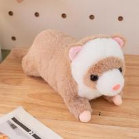 Plush Anglo Mink Lying Doll Toy Small Ferret Brown White Colors Plushie Huggable Sleeping Companion Present 40cm