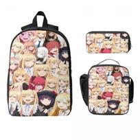 Marin Kitagawa Kids Backpack Lunch Box Pencil Boxes for Boys Girls Backpacks Cute Schoolbag Bookbag Set beige