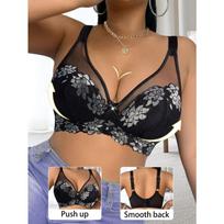 Plus Size Ultra Thin Lace Embroidery Women Bra With Non Removable Chest Pad 110E juoda
