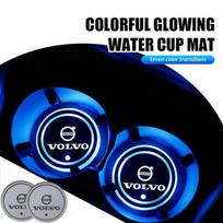 2Pcs LED Car Cup Holder Mat 7 Colors USB Charging For Volvo XC60 XC40 XC90 S60 S90 V60 V90 EX30 EX40 EX90 V40 XC70 C40 Recharge HQ8 VOLVO black