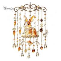 Autumn Home Accents Fall Animal Wind Chime Suncatcher, Stained Acrylic Fox Rabbit Hanging Suncatcher Unique Garden Art Gifts with Prism Drops, Outdoor 20cm A