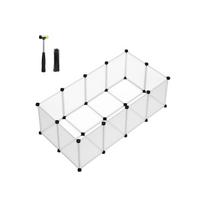 SONGMICS Pet Playpen with Floor, Small Animal Enclosure, DIY Plastic Cage, Indoor Run for Hamsters, Rabbits, Hedgehogs, Guinea Pigs, White