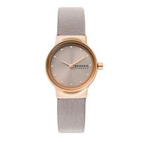 SKAGEN Freja Lille Minimalistinis pilkšvo akmens laikrodis su LiteHide odiniu dirželiu Moteriškas kvarcinis laikrodis Nerūdijančio plieno Auksas 50m 26mm SKW3005 ruda