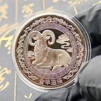 2027 Chinese Zodiac Goat  Coin Non-Tarnish Collectible Souvenir Coin Perfect for New Year Gift Desktop Decor L gray