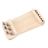 Chinese Zither Finger Trainer Wooden 6 String Mini Musical Instrument Fingering Practice Tool beige