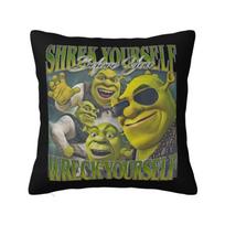 Custom Can't Today I'm Swamped Shrek Modern Pillow Cover Living Room Decoration Disney Cartoon Anime Cushions for Sofa 12x12Inch black