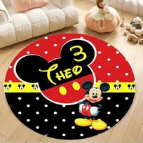 Minnie Mouse Donut Design Rug Soft Polyester Round Mat Cute Cartoon Home for Bedroom Living Room Christmas Halloween Home Decor 80X80CM black