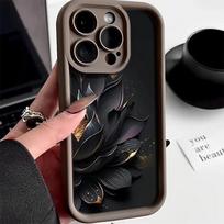 Black Flower Case for Samsung Silicone Cover Samsung Galaxy S23 S24 Ultra S22 A34 A53 S21 FE A13 A14 A33 A52 A54 A15 A35 A55 5G S24 black