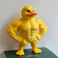 1pc Muscle Duck Statue - 3D Desktop Decor, Cute Bookshelf Whimsical Figurine, Multifunctional Indoor/Outdoor Decoration yellow