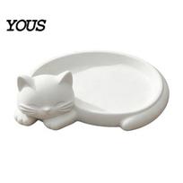 Cute Succulents Planter Sleeping Cat Ring Dish, 3D Printed Jewelry Tray Organizer for Earrings Desktop Storage Keys Trinkets, Catchall Plate, rožinė