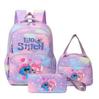 Stitch Student Backpack Set of 3, Large Capacity Laptop Bookbag, Cartoon Outdoor Daypack for Kids Gift