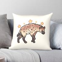 Cute Hyena Pillowcase Polyester Linen Velvet Pattern Zip Decor Pillow Case Bed Cushion Cover 30X30CM white