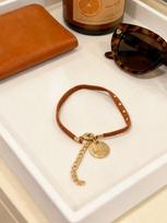 Chloé Gold Rivet Round Tag Pendant Bracelet Women Adjustable Chain Fashion Wrist Jewelry black