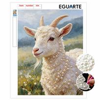 Framed Pearl Bead Painting Kit Elegant White Goat Design DIY Shiny Canvas Art Creative Handmade Craft for Desk Decor Gift Ideas 20x30 With frame gray