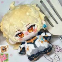 10Cm Stuffed Genshin Impact Lumine Plushie Toys Aether Cosplay Plush Dolls Backpack Decorative Pendant Keychain Gift beige