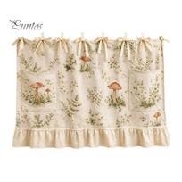 Dust Proof Kitchen Drapes Oven Curtain with Pockets, Dustproof Durable Polyester Hanging Drape, Window Valance for Easy Wash Decorative Shade Home Rod A beige