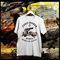 Pablo Escobar t-shirt mobster gangster criminal kingpin mob mafioso thug hustle S white