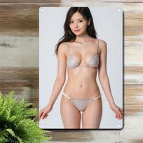 Vintažinis metalinis skardinis ženklas Paplūdimio mergina su bikini Plakatas Retro sienos menas Namams Barui Kavinės Dekoras 20x30cm balta
