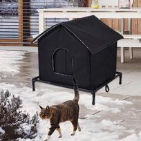 Outdoor Stray Cat House Shelter Pet Supplies Waterproof Thickened Oxford Cloth Winter for Backyard 46cmx47cmx51cm black