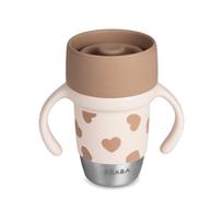 BEABA NERŪDIJANČIO PLIENO MOKOMASIS PUODELIS CLICK AND DRINK 240 ML BIGLOVE