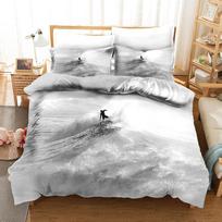 Surfing Bedspread Cover Package Surfboards Youth Ocean Sport Theme Bed Linen Package For Teens Polyester Fabric Waves Surfing Ocean Queen Dimension EU single(135x200cm) gray