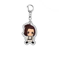 Attack on Titan Keychain Eren Yeager Mikasa Ackerman Acrylic Double Sided Keychain Anime Merchandise Present designed for Fans Collectible 55mm black