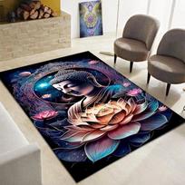 Buddha Printed Carpet Temple Prayer Floor Mat Buddhism Area Rugs for Bedroom Living Room Entryway Non Slip Yoga Lounge Rug 40x60CM gray