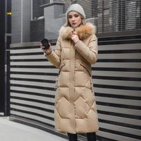 Moteriška Parkas Žieminė striukė ilgas paltas Storas paltas Kailinė apykaklė su gobtuvu Užtrauktukas Šiltas sniego drabužis Moteriški paminkštinti drabužiai XXXXL raudona
