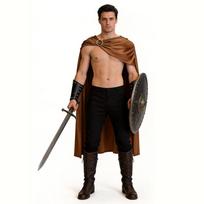 Spartan Warrior Cape Halloween Costume Roman Cloak Cosplay Adult Kids Red with Brooch S（118cm）