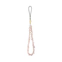 Beaded Crystal Phone Lanyard with Moonstone, Amazonite, Aventurine, and Agate rožinio kvarco spalva